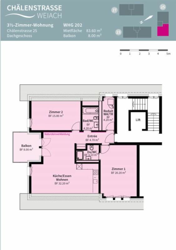 Moderne Dachwohnung mit Neubaucharakter
