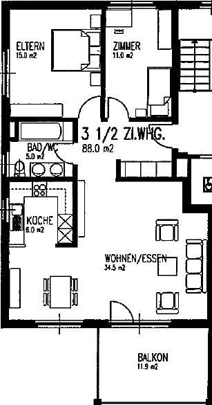 3.5 Zimmerwohnung in Hettlingen 9
