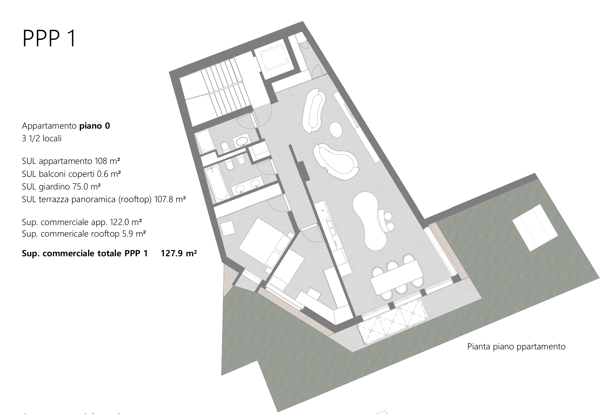 LUSSUOSO E MODERNO 3.5 LOCALI CON GIARDINO IN CENTRO LUGANO 8