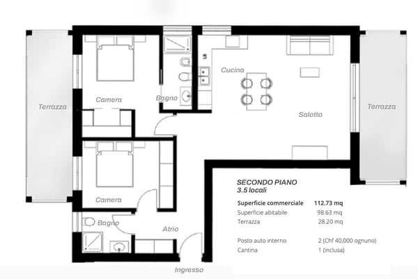 A REDDITO - NUOVO ATTICO 3.5 LOCALI CON TERRAZZA A CASLANO 4