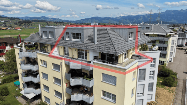 URBAN ROOF | Grosszügige 4.5-Zimmer-Dach-Maisonette im Zentrum von Siebnen