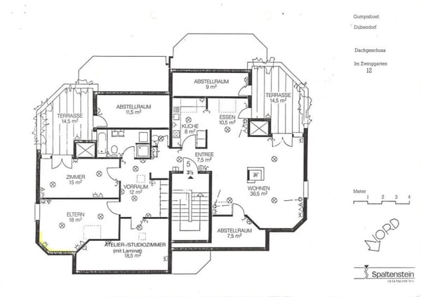 Charmante 110 m2 grosse Dachwhg. und zusätzlichem Studio-/Atelierzimmer, 2 Terrassen, Abstellräume 12
