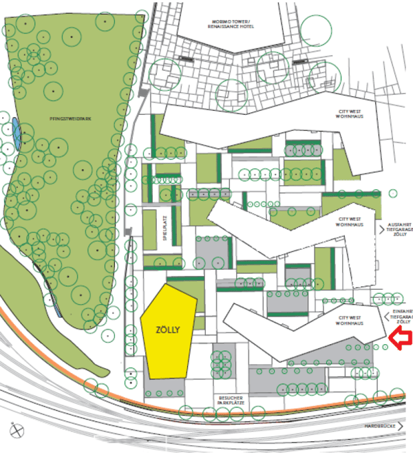 Seltener Garageneinstellplatz im Zölly-Tower mit Überbreite im Eckbereich 2