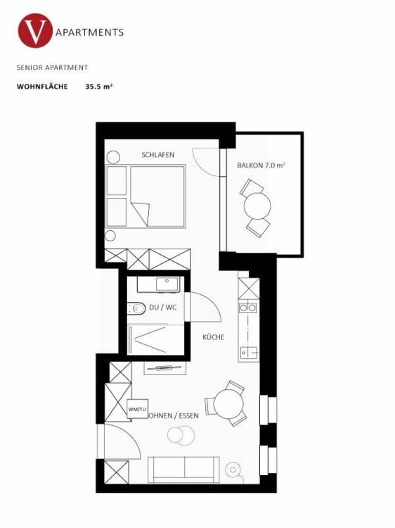 Hochwertig möblierte 1-Zimmer-Wohnung 11