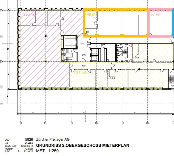 Flexible Bürofläche im Rohbau 2. Obergeschoss im Freilager Zürich 2