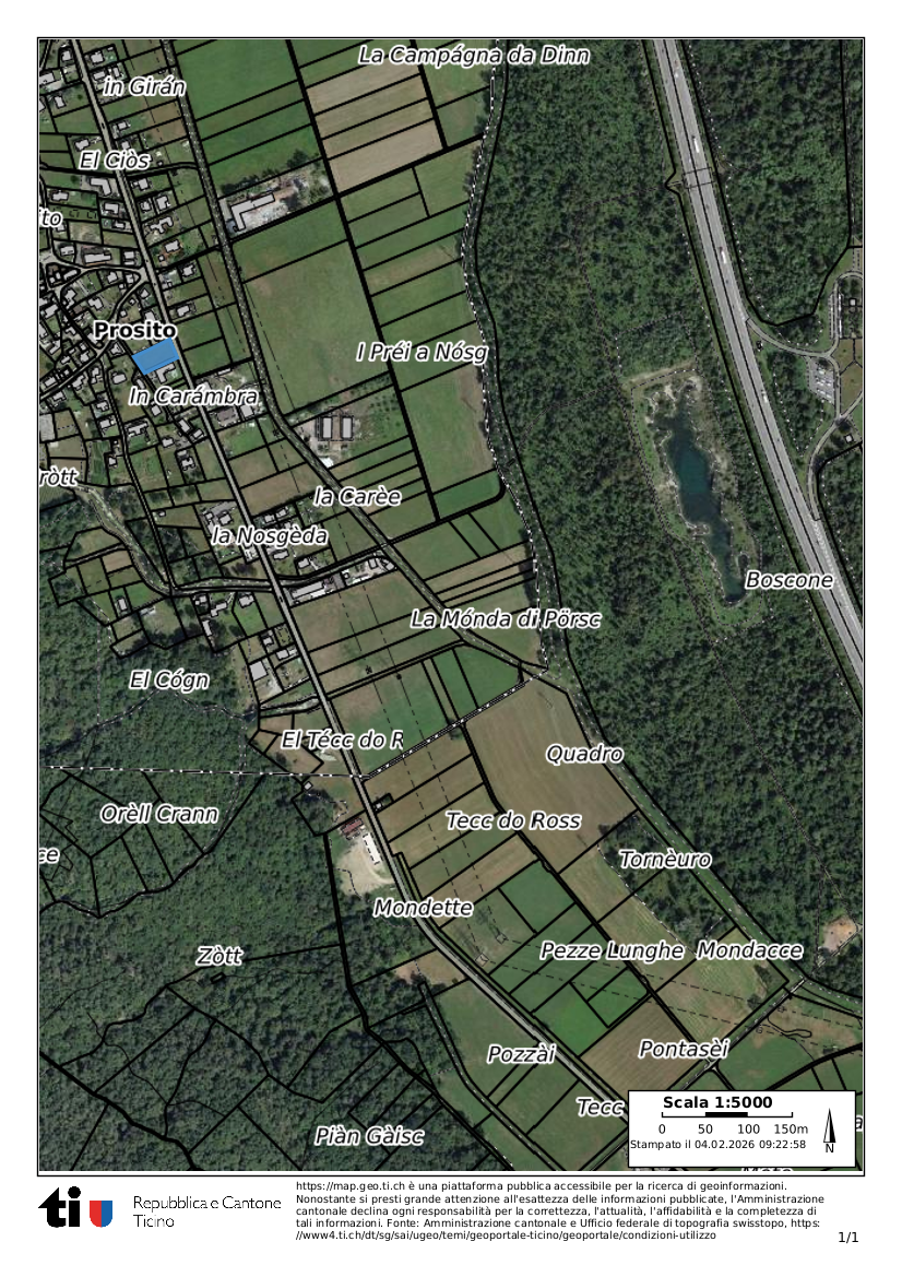 Topographical map with various labeled locations and a scale of 1:5000. It shows different land areas, bodies of water, and roads. The map includes a legend and references to the source of the data.
