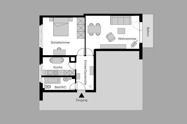 1-Zimmer Apartment möbiliert mit Balkon - nähe Zürich HB 14