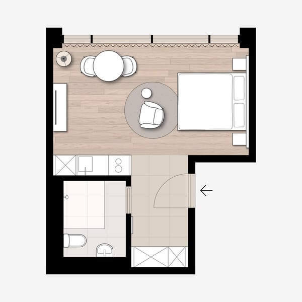 Studio Apartment - Barrierefrei möbiliert in Cham (Zug), Papieri-Areal 5