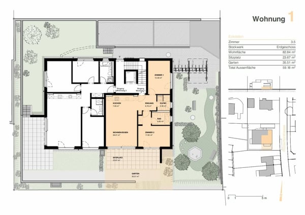 Urban leben, entspannt wohnen: moderne 3.5 Zimmer Gartenwohnung 2