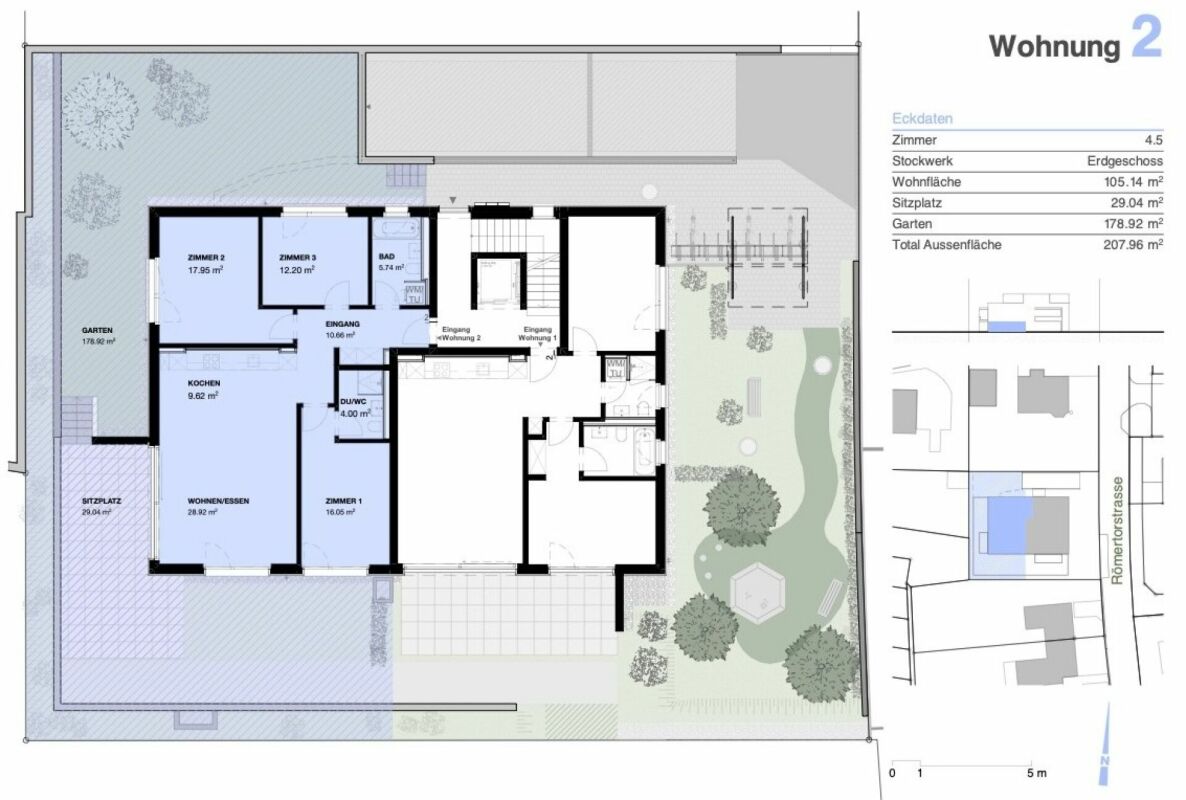 Urban leben, entspannt wohnen: moderne 4.5 Zimmer Gartenwohnung