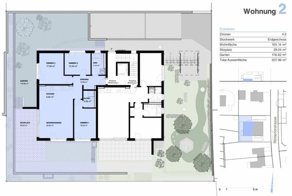 Urban leben, entspannt wohnen: moderne 4.5 Zimmer Gartenwohnung 2