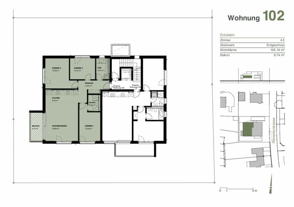 Urban leben, entspannt wohnen: moderne 4.5 Zimmer Eigentumswohnung im 1. OG 2