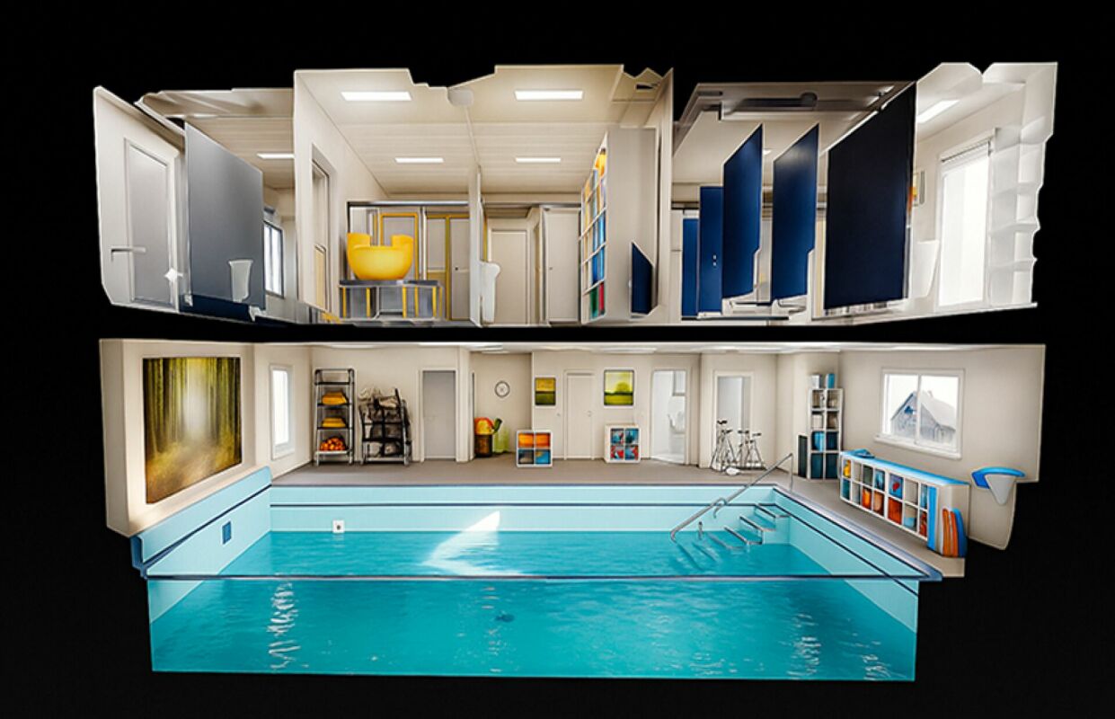 Commercial building with swimming pool for rent