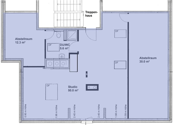Ausgebaute Dachwohnung / Studio zu vermieten 8