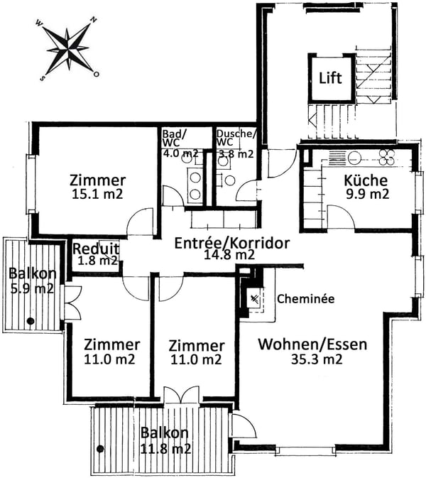Familienwohnung mit Cheminée & zwei Balkonen 13