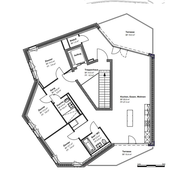 4,5-Zimmerwohnung, 114.2 m2, 2.OG, in Mehrgenerationenüberb.in Riehen 4
