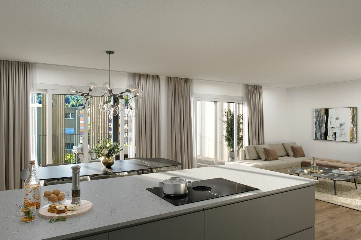 Letzte Neubau-Gartenwohnung: 3.5 Zimmer auf 105 m2 und hohem Qualitäts- und Ausbaustandart, sowie 26 m2 gedeckte Terrasse und eigenem Gartenanteil