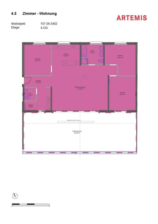 So lässt es sich wohnen! 82m2 Terrasse! 3