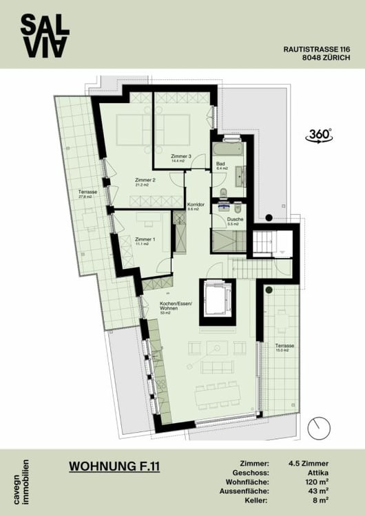 Neubau: 1.5-Zimmer-Attikawohnung mit zwei Dachterrassen 7