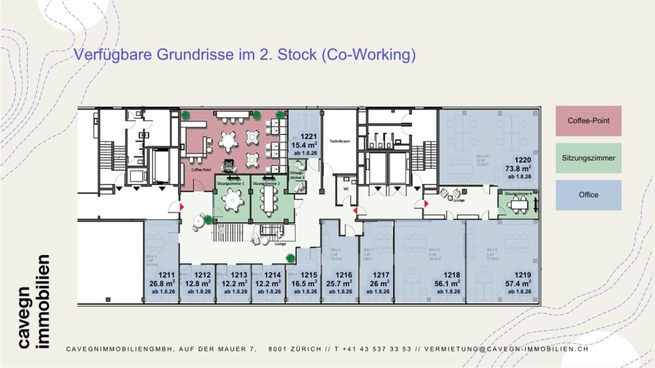 Work smart in Regensdorf - flexible Büroflächen ab 12 m² inkl. Community Zone