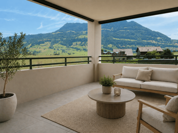 Lichtdurchflutete 3.5-Zimmer-Wohnung im Erstbezug mit Rigi-Panorama und Loggia