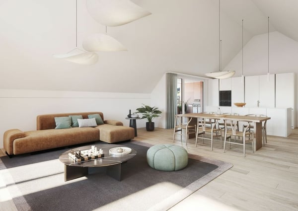 Helle 2.5-Zimmer-Attikawohnung mit Loftgefühl und Südwest-Loggia im Erstbezug