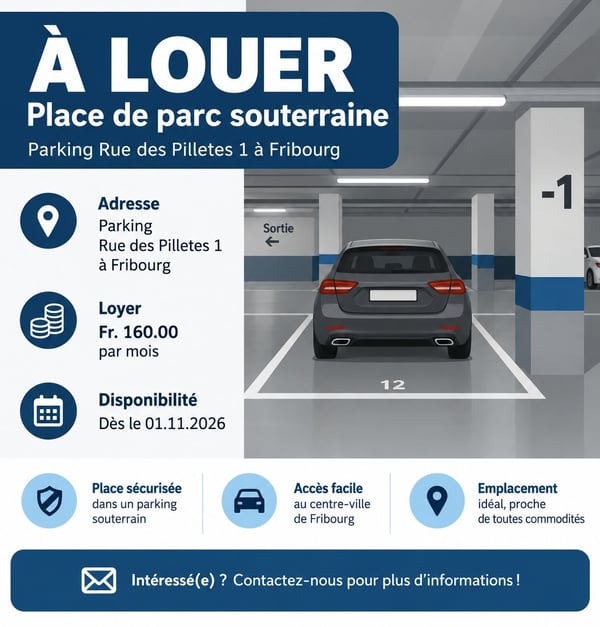 Place de parc soutterraine - Bd de Pérolles 6