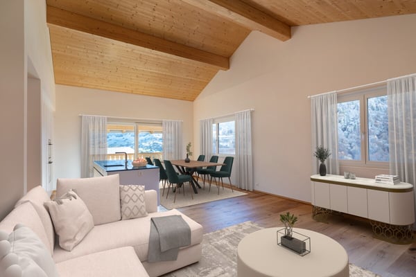 Erstbezug oberhalb von Schiers: alpine Ferienwohnung im Dachgeschoss 1
