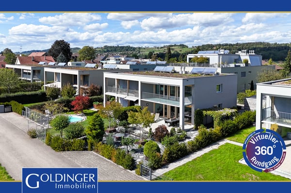 Modernes Zuhause mit Gartenoase und Blick ins Grüne