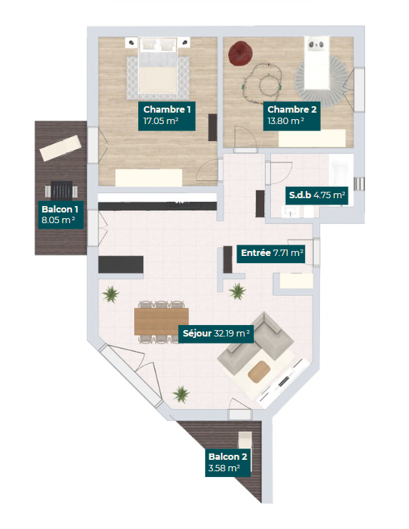 Appartement de 3,5 pièces entièrement rénové avec 2 balcons 7