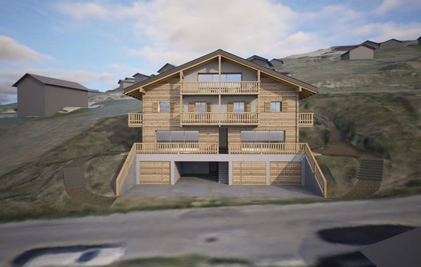 Mase - Projet de chalet de 3 appartements avec permis en force 8
