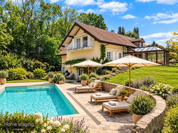 Villa de caractère avec vue panoramique sur le lac Léman, à deux pas de Genève