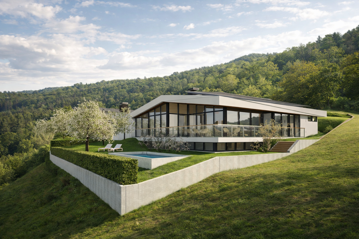 Building plot with approved project