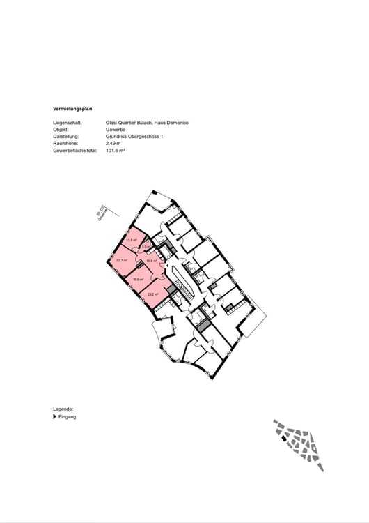 Zentral gelegene, ausgebaute Bürofläche zu vermieten im beliebten Glasi-Areal Bülach 9