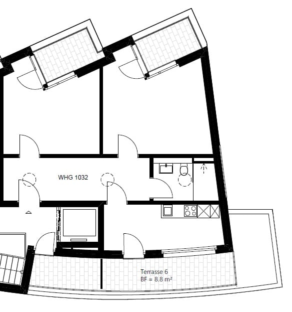 Moderne 1-Zimmer-Attikawohnung mit Terrasse und 1 Balkonen 6