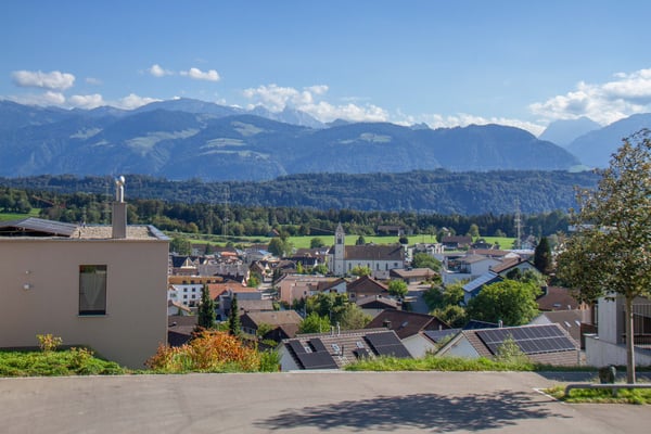 Helle und grosse 2.5-Zi-Terrassenwhg mit herrlicher Fernsicht, Wohnkomfort und schönen Materialien