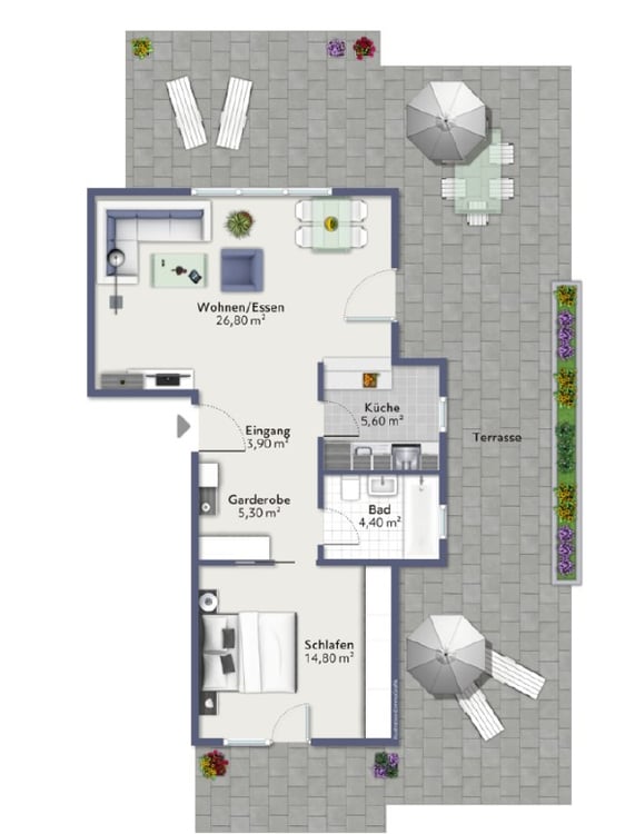 Schicke 2½-Zi.-Attika mit grosser Terrasse & Weitsicht in Grub AR 11
