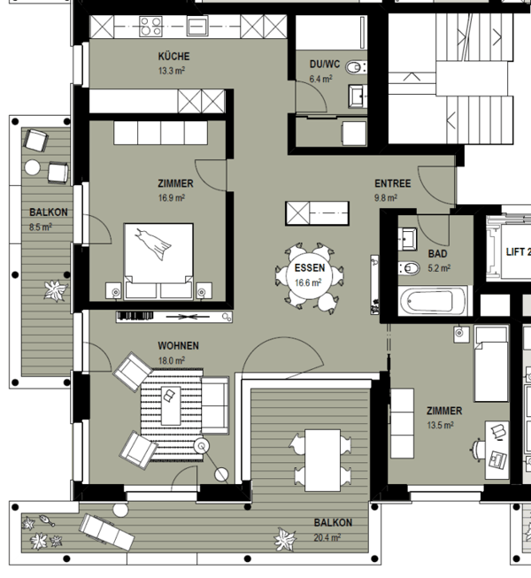 Neuwertige 3.5 Zimmerwohnung in der beliebten Überbauung