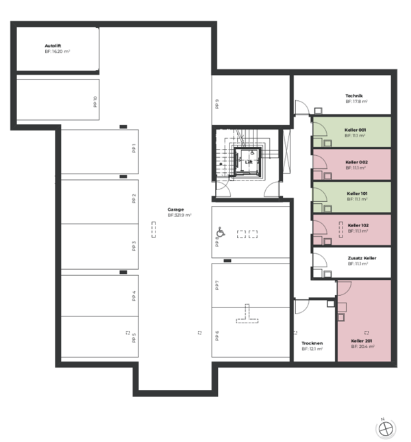 Garagenplatz im Neubauprojekt