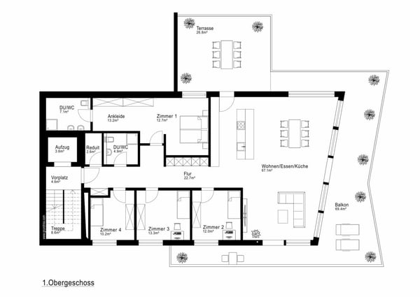 Raum für hohe Ansprüche: Terrassenwohnung im Leisihalden-Quartier 14