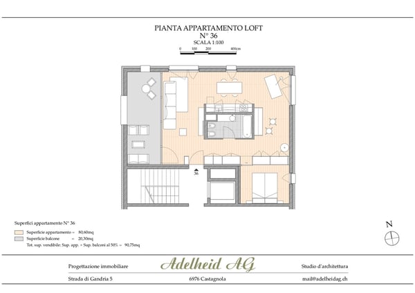 Ampio Loft arredato a Lugano, Molino Nuovo 15
