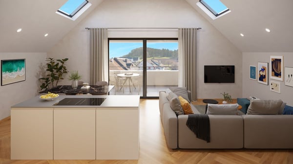 3½-Zimmer-Dachwohnung mit über 4 m Raumhöhe und direktem Liftzugang 2