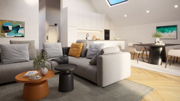 3½-Zimmer-Dachwohnung mit über 4 m Raumhöhe und direktem Liftzugang 3