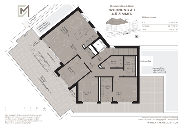 Moderne 4.5-Zimmer-Dachwohnung im Neubau «Chäppelimatt» – Stilvoll Mittendrin in Ebikon 7