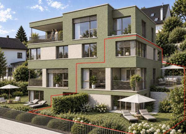 Nahe Winterthur: Elsau Casa Weitblick - Garten Eckhaus rechts 1