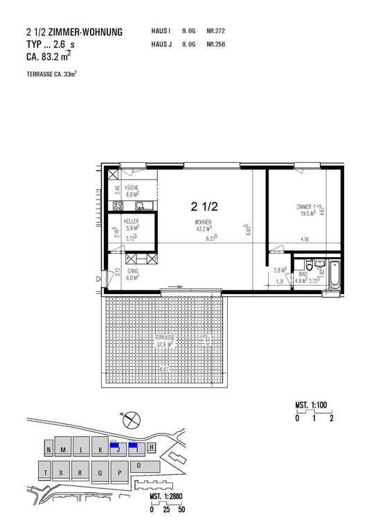 Helle 2.5-Zimmer-Wohnung im 9. Stockwerk mit grosser Terrasse 6