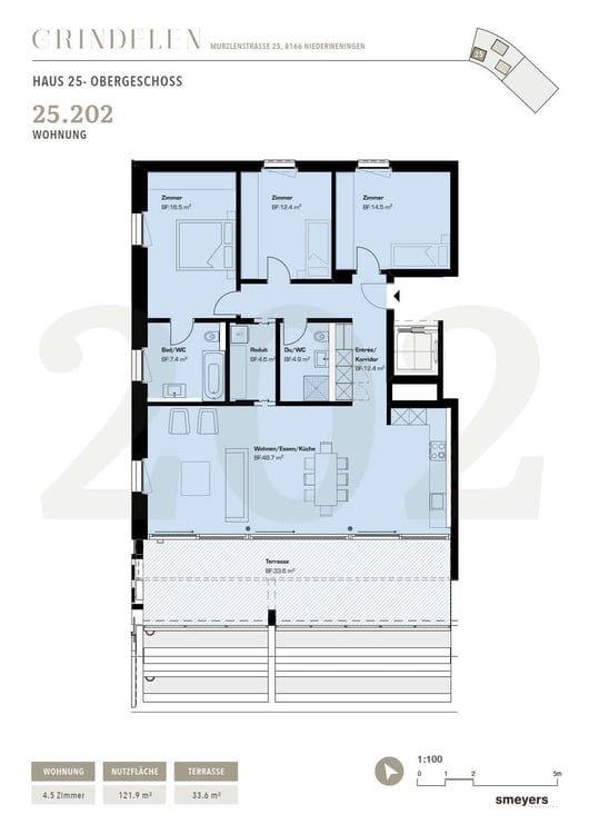 Moderne, helle 1.5 Zimmer-Wohnung mit einer grossen Terrasse 9