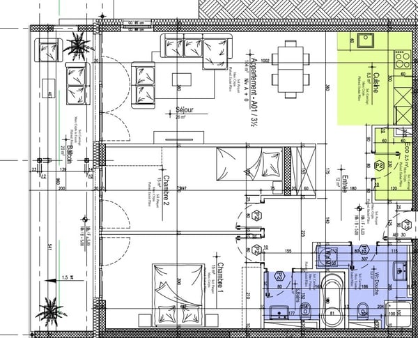 SION - BEL APPARTEMENT 3.5PCES AVEC SAPCIEUX BALCON 2