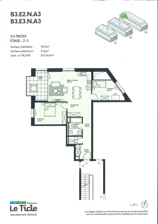 Delémont, appartement de 3.5 pces à louer - centre ville - B3.E3.NA3 10