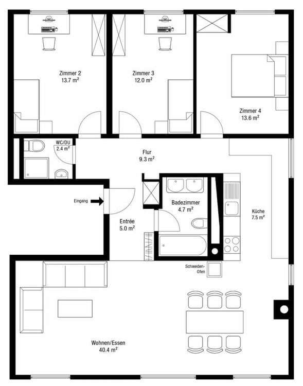 1.5-Zimmer Gartenwohnung mit individuellem Grundriss und grosszügigem Aussensitzplatz 10